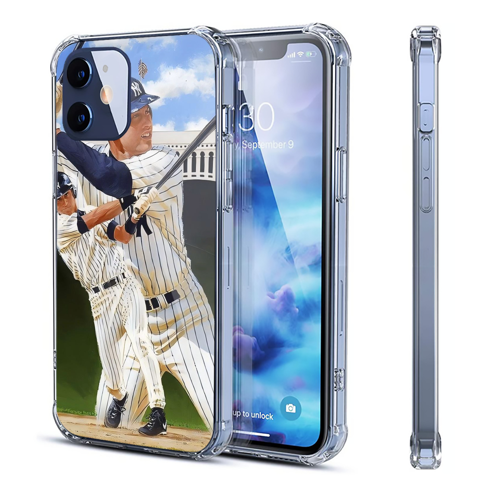 Derek Jeter 108 Clear IPhone 12 Case – Soft TPU With UV Print – Enhanced Drop Protection, Precise Fit, Anti-Fingerprint, Customizable Design, Scratch-Resistant, Yellow-Resistant